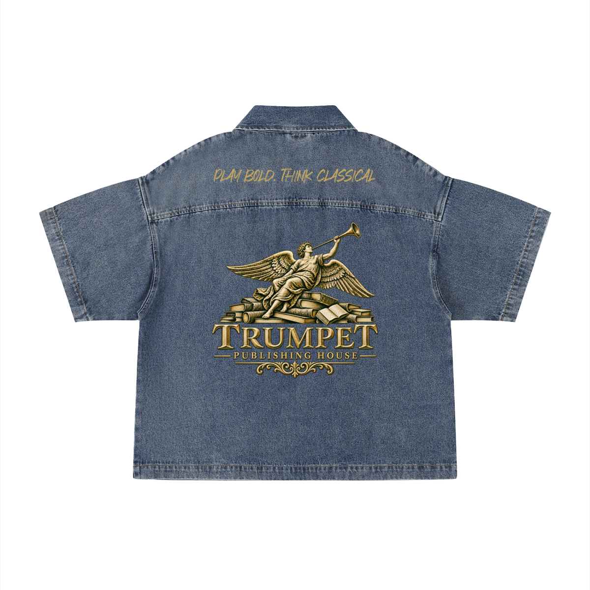 Unisex Vintage Wash Boxy Quarter-Zip Denim Shirt