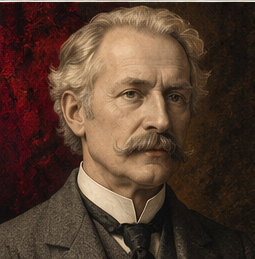 Andrew Lang historical author portrait in Trumpet house style