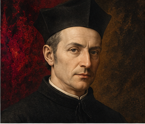 Baltasar Gracián historical author portrait in Trumpet house style