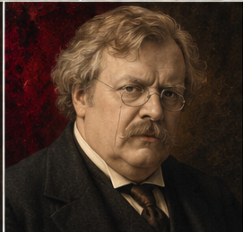 G.K. Chesterton historical author portrait in Trumpet house style