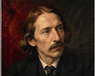 Robert Louis Stevenson historical author portrait in Trumpet house style